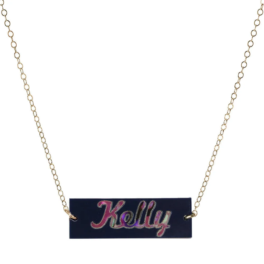 DISCONTINUED - Calypso Modern Script Bar Necklace (WS)