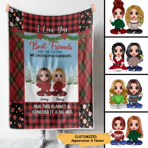 Doll Besties Gift For Best Friends Personalized Fleece Blanket