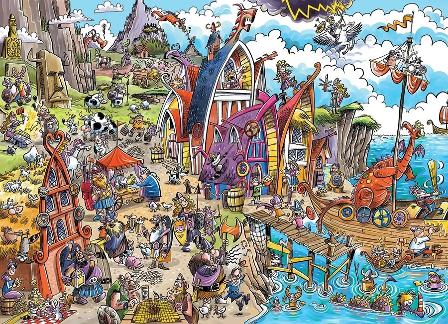 Doodle Town Viking Village Puzzle (1000pc)