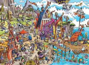 Doodle Town Viking Village Puzzle (1000pc)