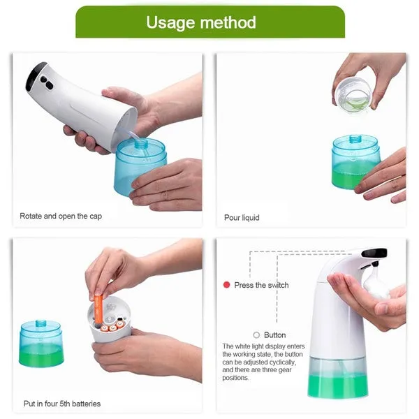 Electric Battery Automatic Soap Dispenser, 3 Gear Mode Touchless Infrared Sensor Foam Washing Soap Dispenser