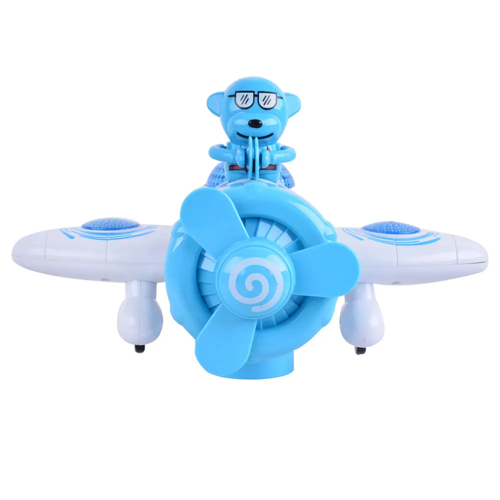 Electric Cartoon Airplane Toy with Figure LED Lighting and Music