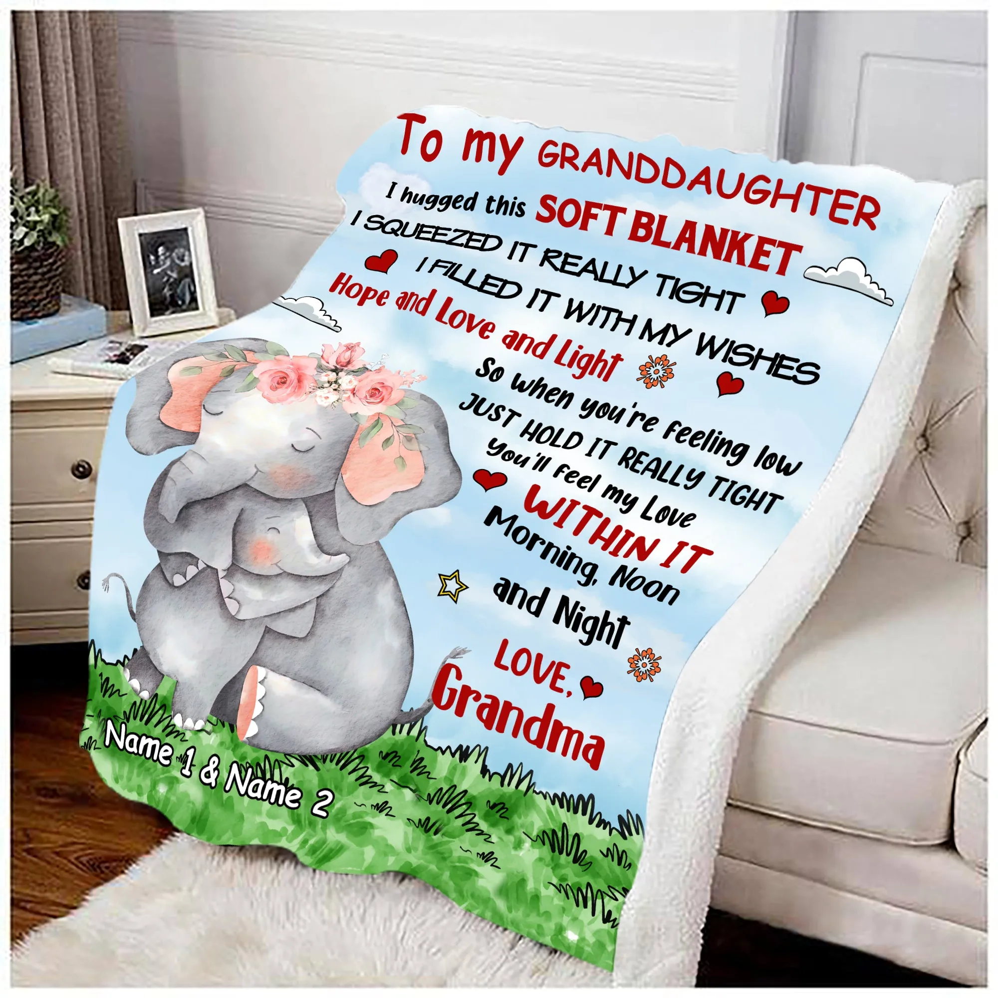 Elephant 04-Personalized Fleece Blanket-HTV