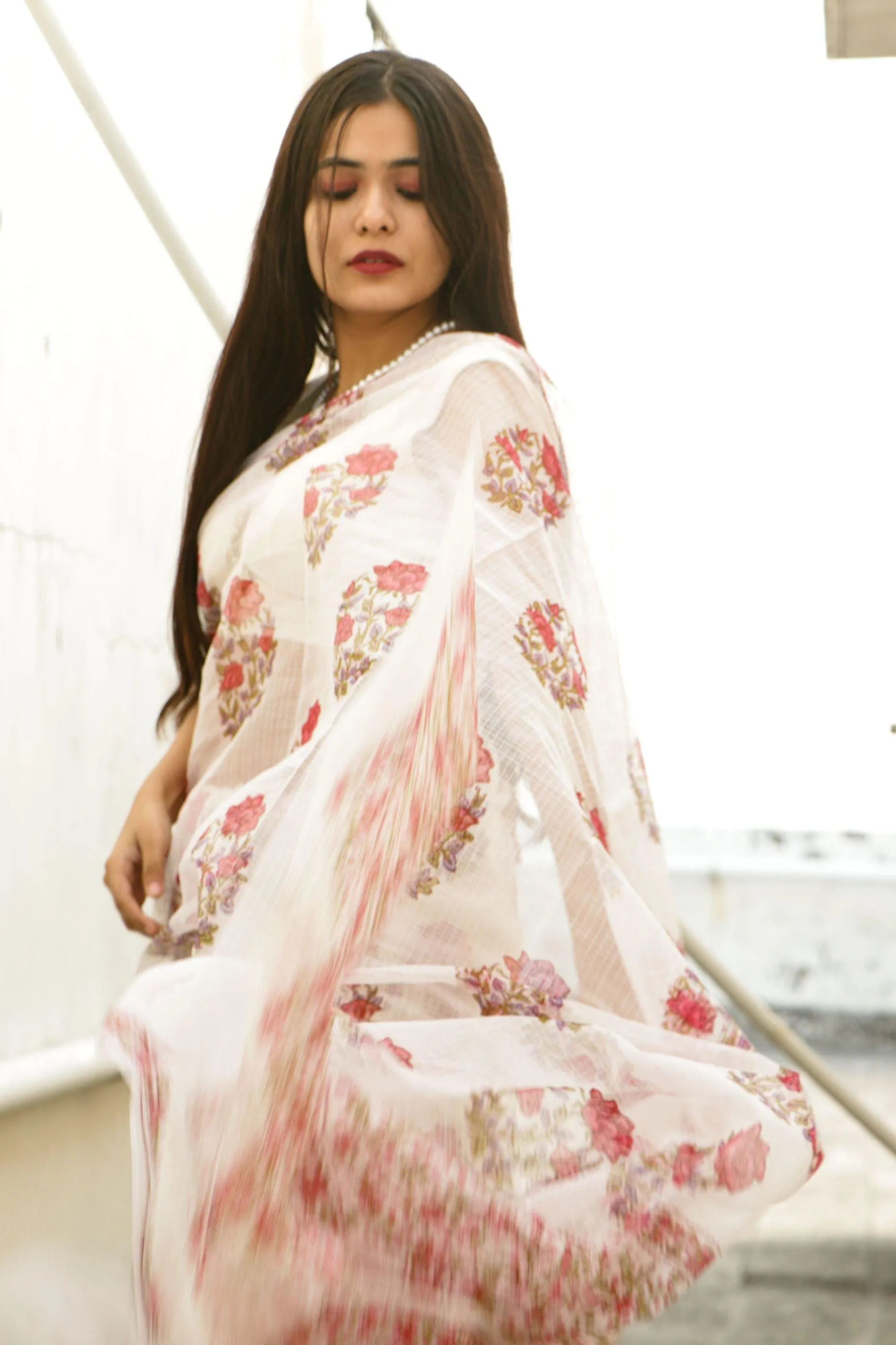 Evergreen printed Kota saree - Bagh- Gulab