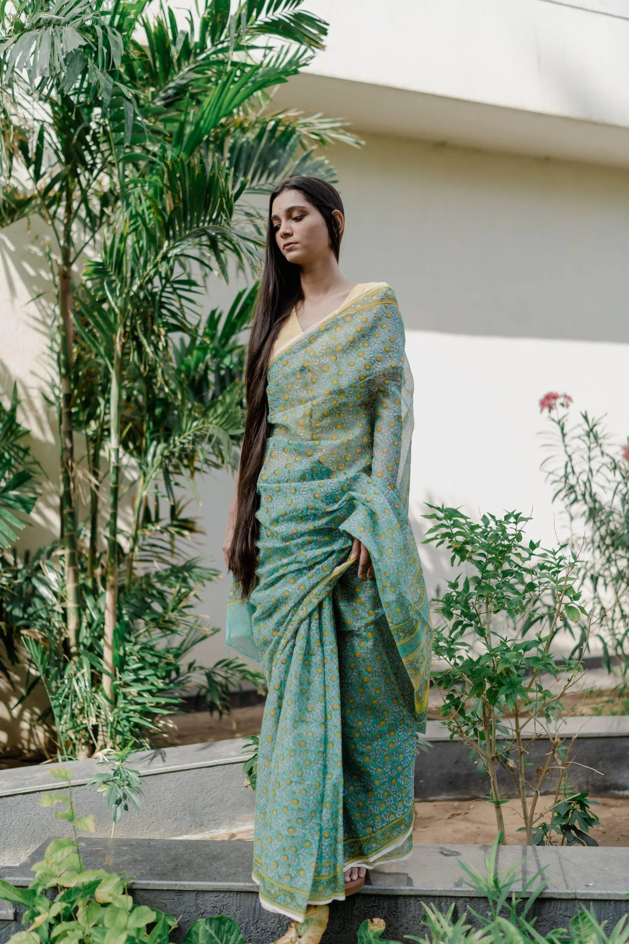 Evergreen printed Kota saree - Bagh- Rajnigandha