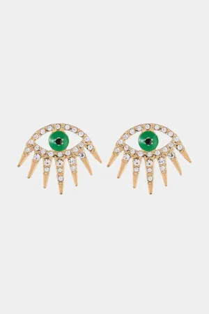 Evil Eye Rhinestone Dangle Earrings