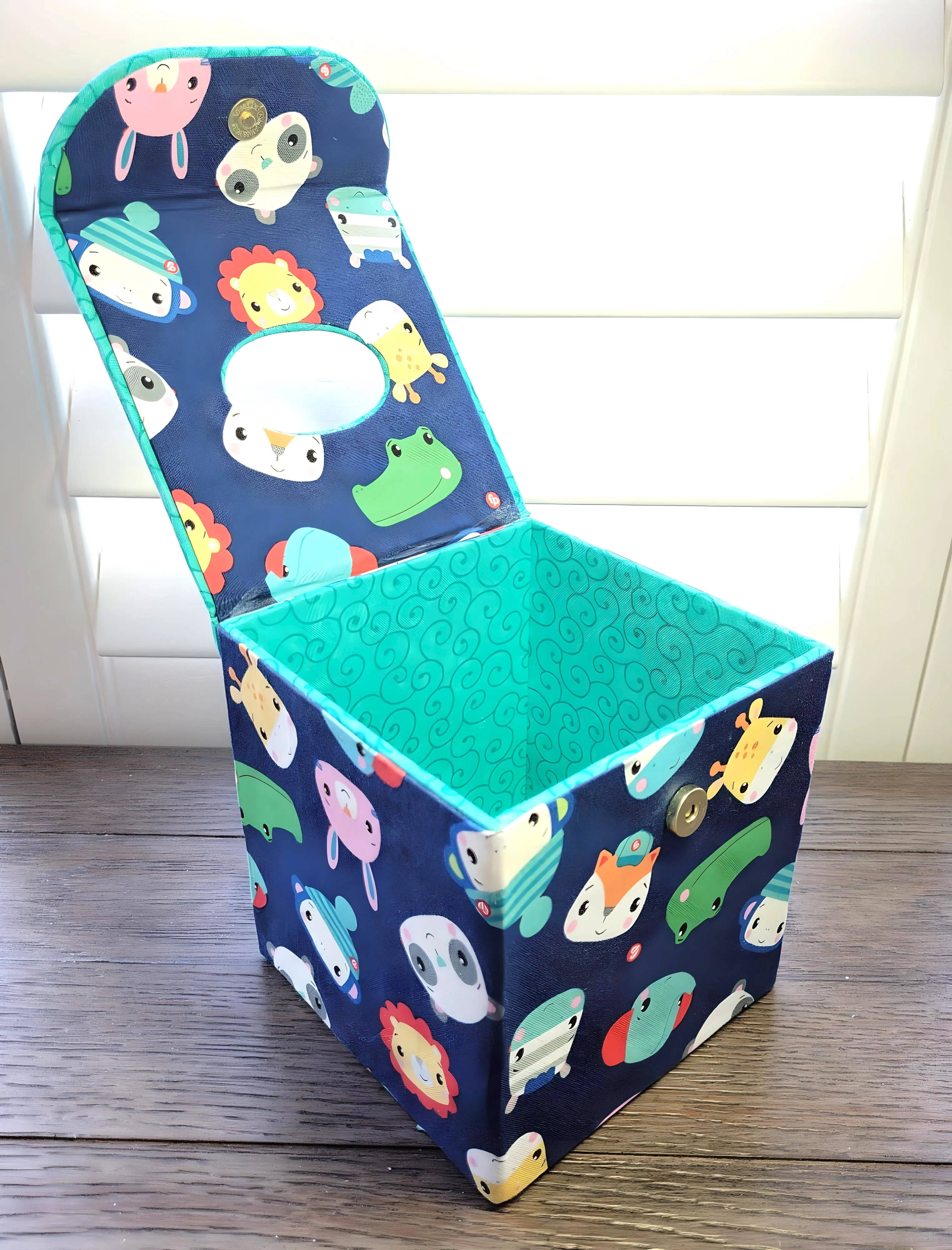 Fabric Covered Tissue Box Holder, Kid's Room Decor, Cartoon Animals