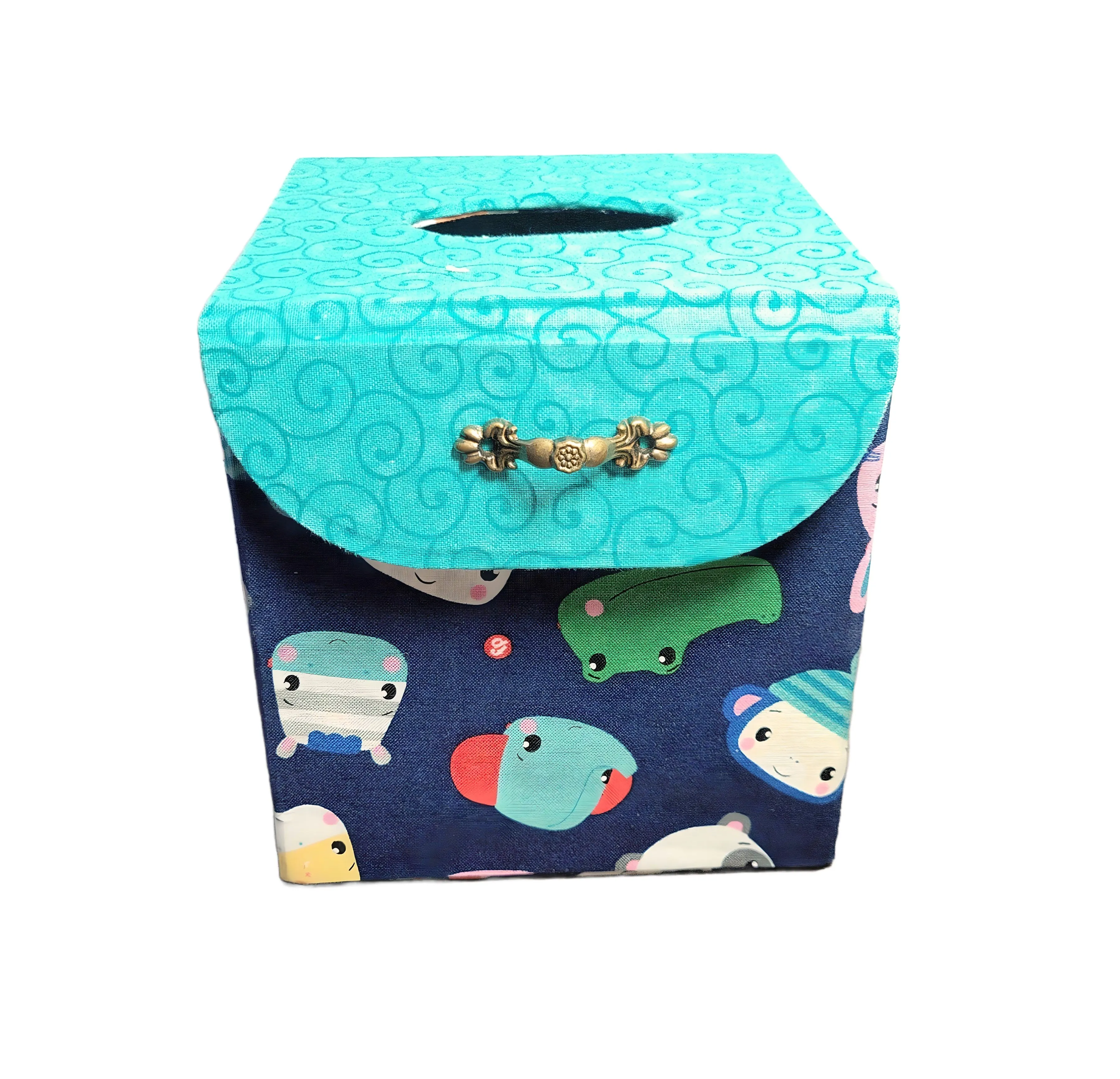 Fabric Covered Tissue Box Holder, Kid's Room Decor, Cartoon Animals