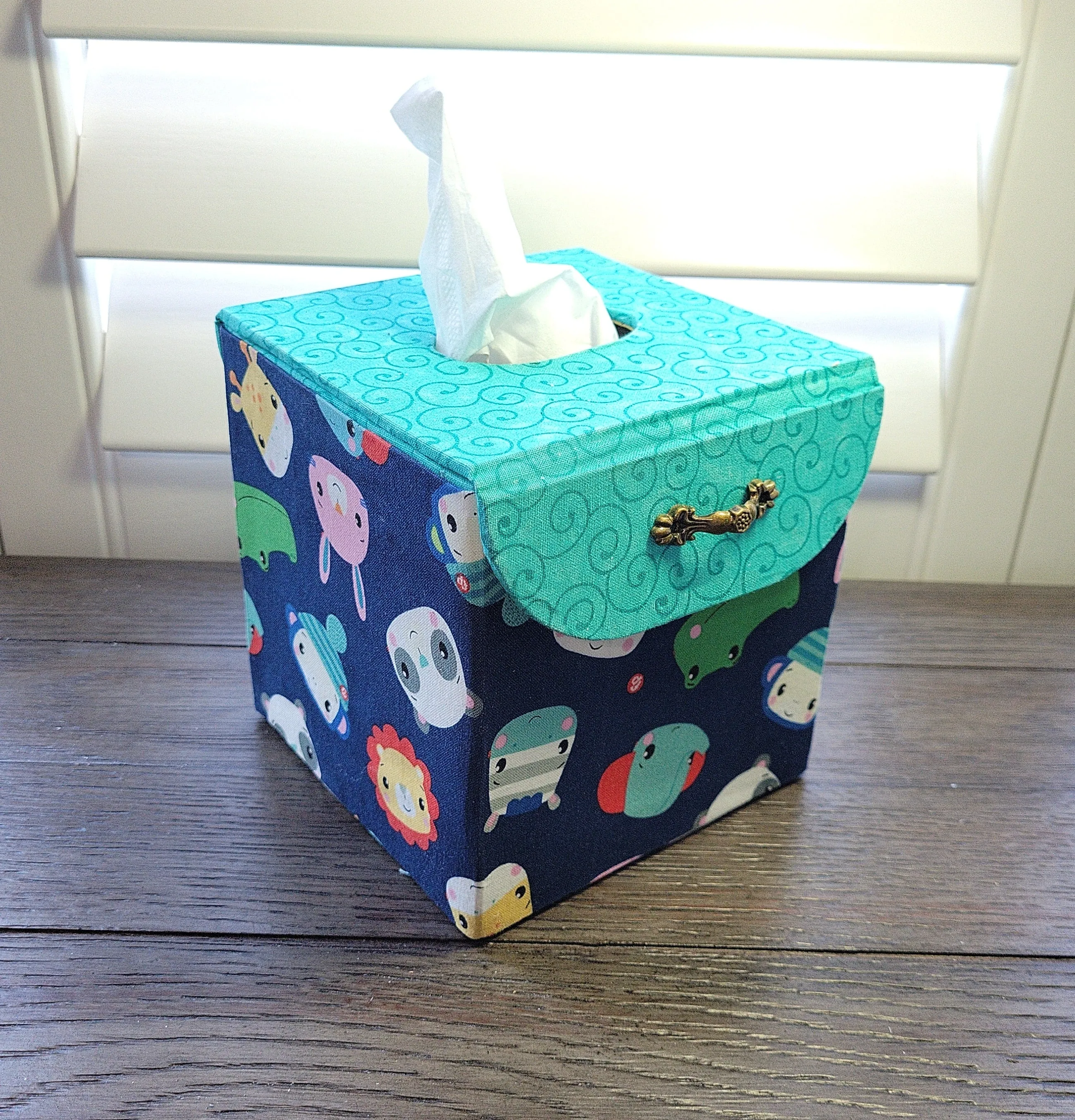 Fabric Covered Tissue Box Holder, Kid's Room Decor, Cartoon Animals