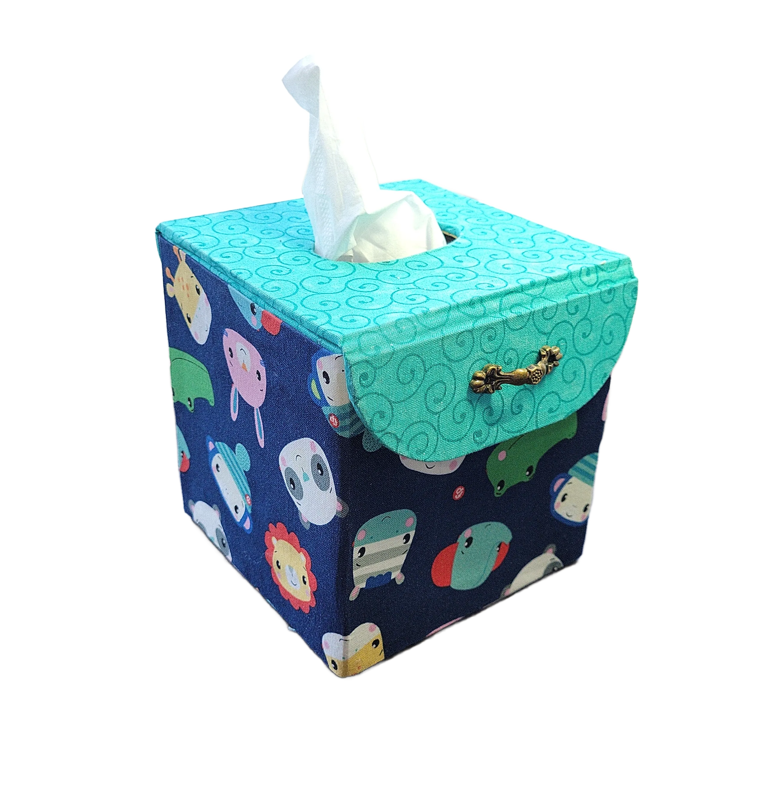 Fabric Covered Tissue Box Holder, Kid's Room Decor, Cartoon Animals