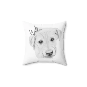 Faux Suede Square Pillow With Your Pet Artwork