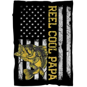 Fishing reel cool papa American flag Bass fishing Fleece blanket Father's day gifts - FSD1240