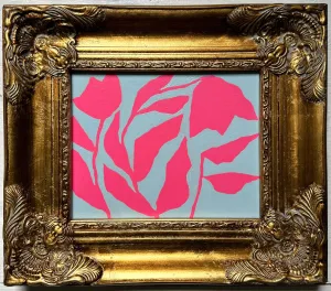 Floral Study in Neon Pink   Sky Blue
