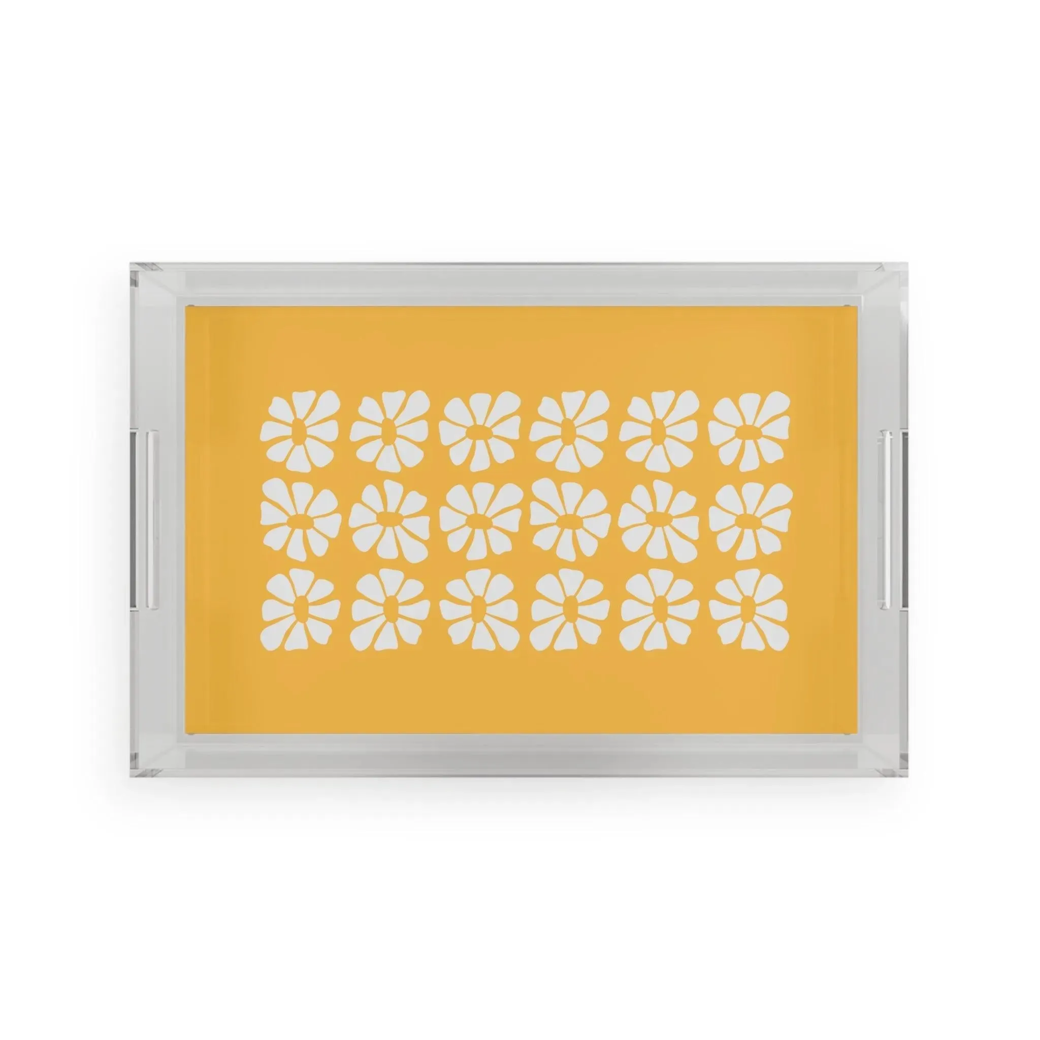Flower Power Yellow Acrylic Serving Tray