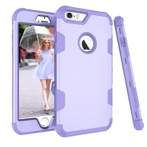 For iPhone 6 plus/6S plus PC  Silicone 2 in 1 Hit Color Tri-proof Shockproof Dustproof Anti-fall Protective Cover Back Case purple