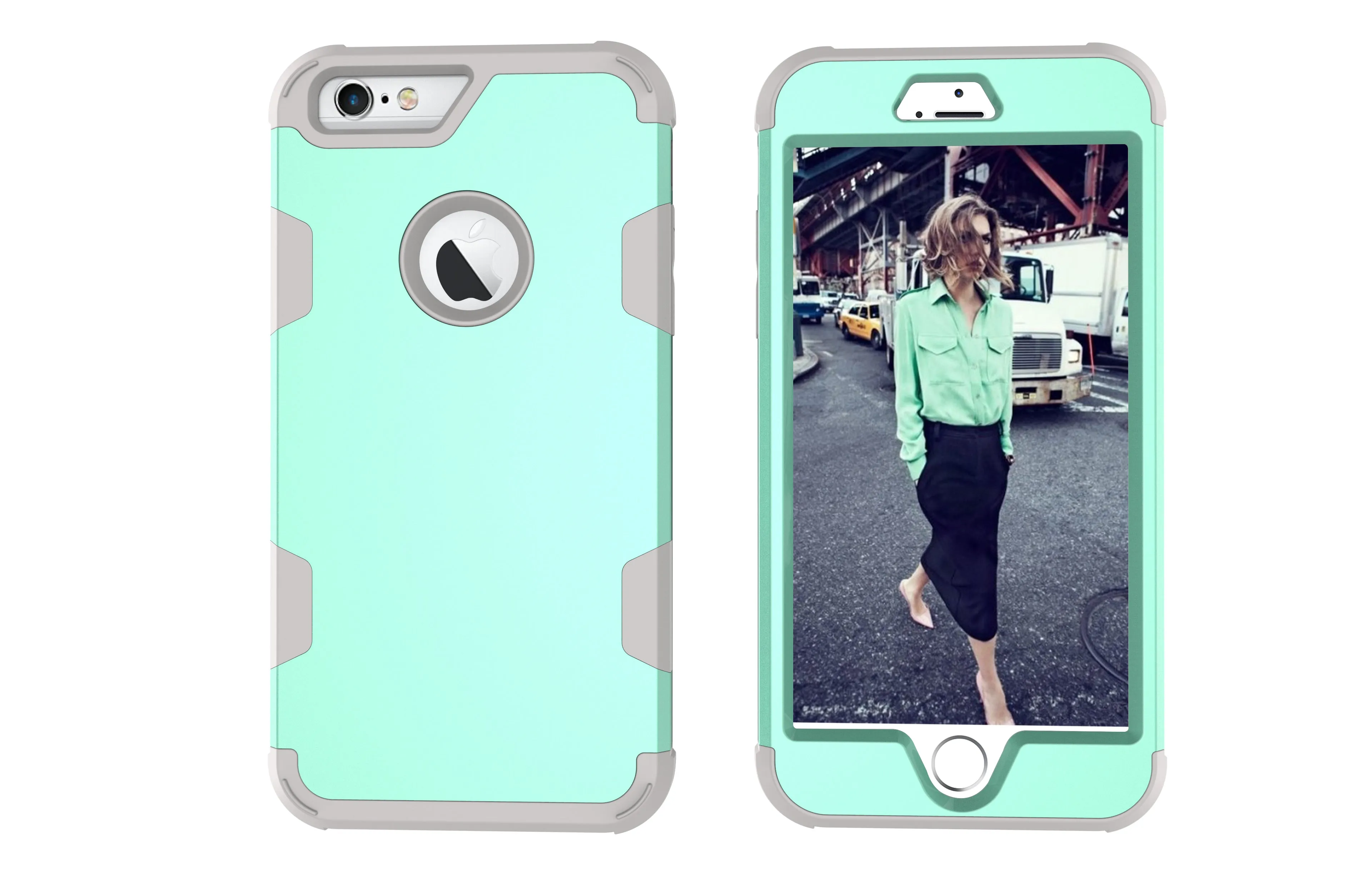 For iPhone 6 plus/6S plus PC  Silicone 2 in 1 Hit Color Tri-proof Shockproof Dustproof Anti-fall Protective Cover Back Case purple