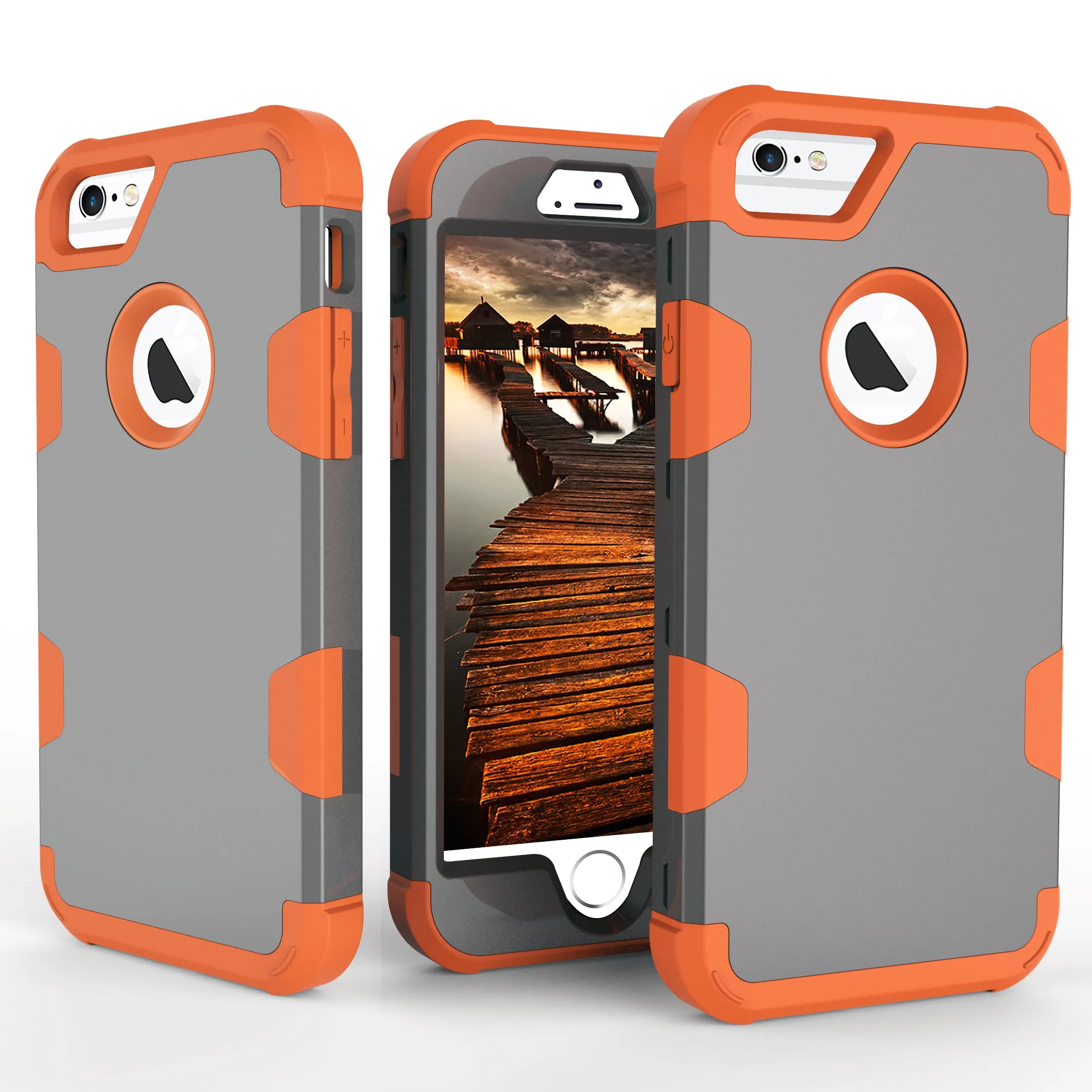 For iPhone 6/6S PC  Silicone 2 in 1 Hit Color Tri-proof Shockproof Dustproof Anti-fall Protective Cover Back Case Mint green   gray