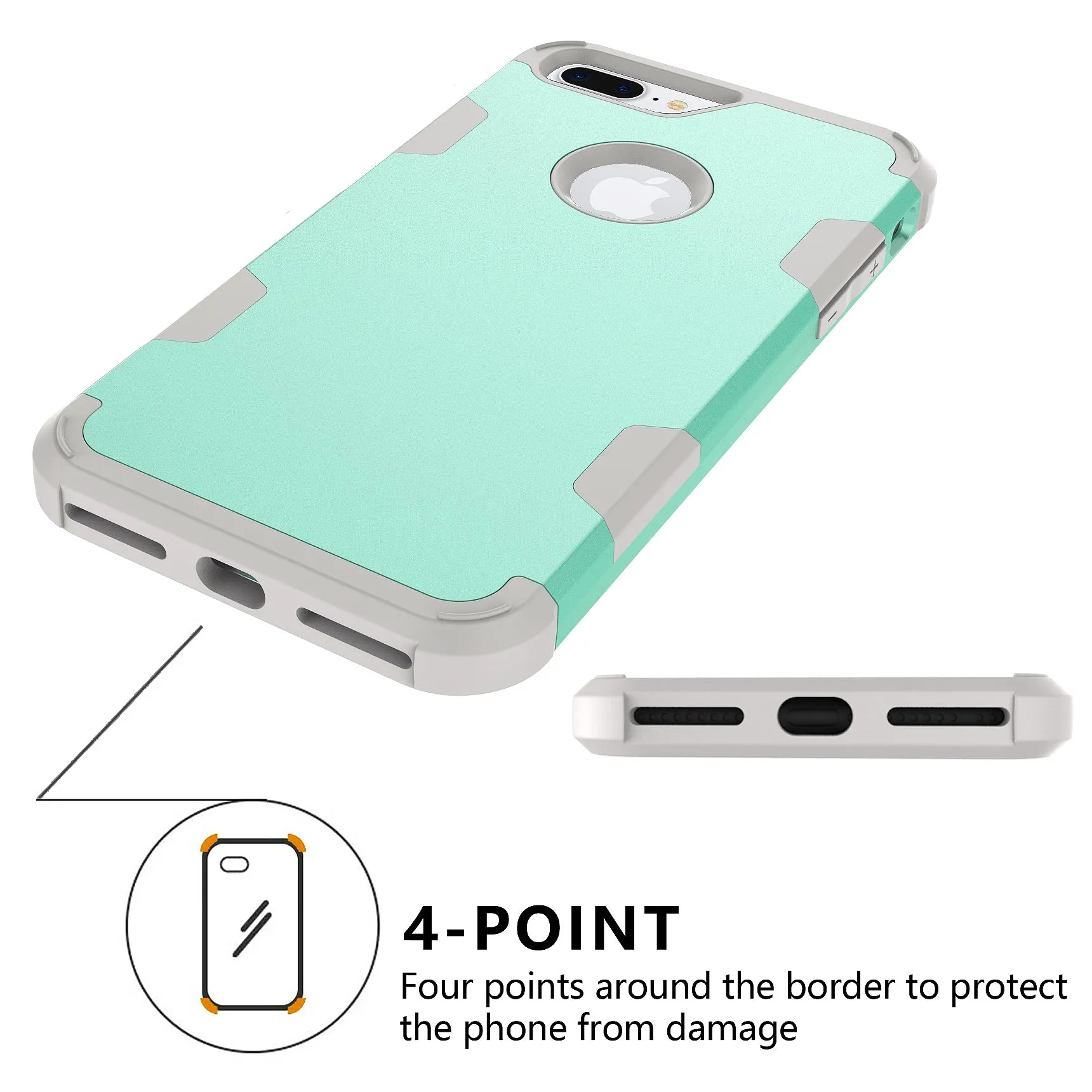 For iPhone 7 plus PC  Silicone 2 in 1 Hit Color Tri-proof Shockproof Dustproof Anti-fall Protective Cover Back Case Rose gold   gray