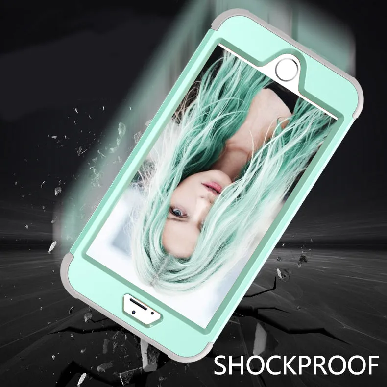 For iPhone 7 plus PC  Silicone 2 in 1 Hit Color Tri-proof Shockproof Dustproof Anti-fall Protective Cover Back Case Rose gold   gray