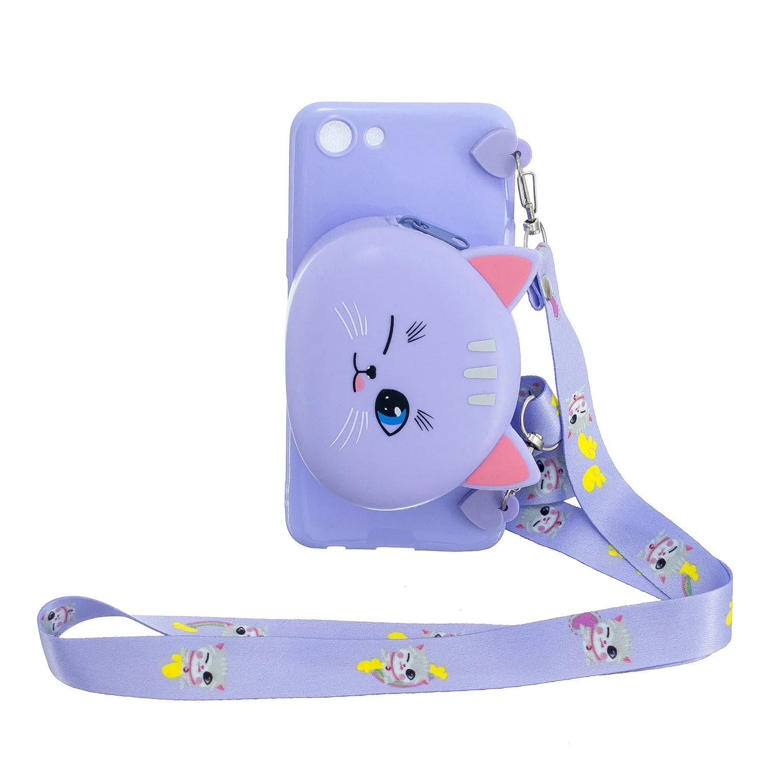 For OPPO A83/A9 2020 Cellphone Case Mobile Phone TPU Shell Shockproof Cover with Cartoon Cat Pig Panda Coin Purse Lovely Shoulder Starp  Green