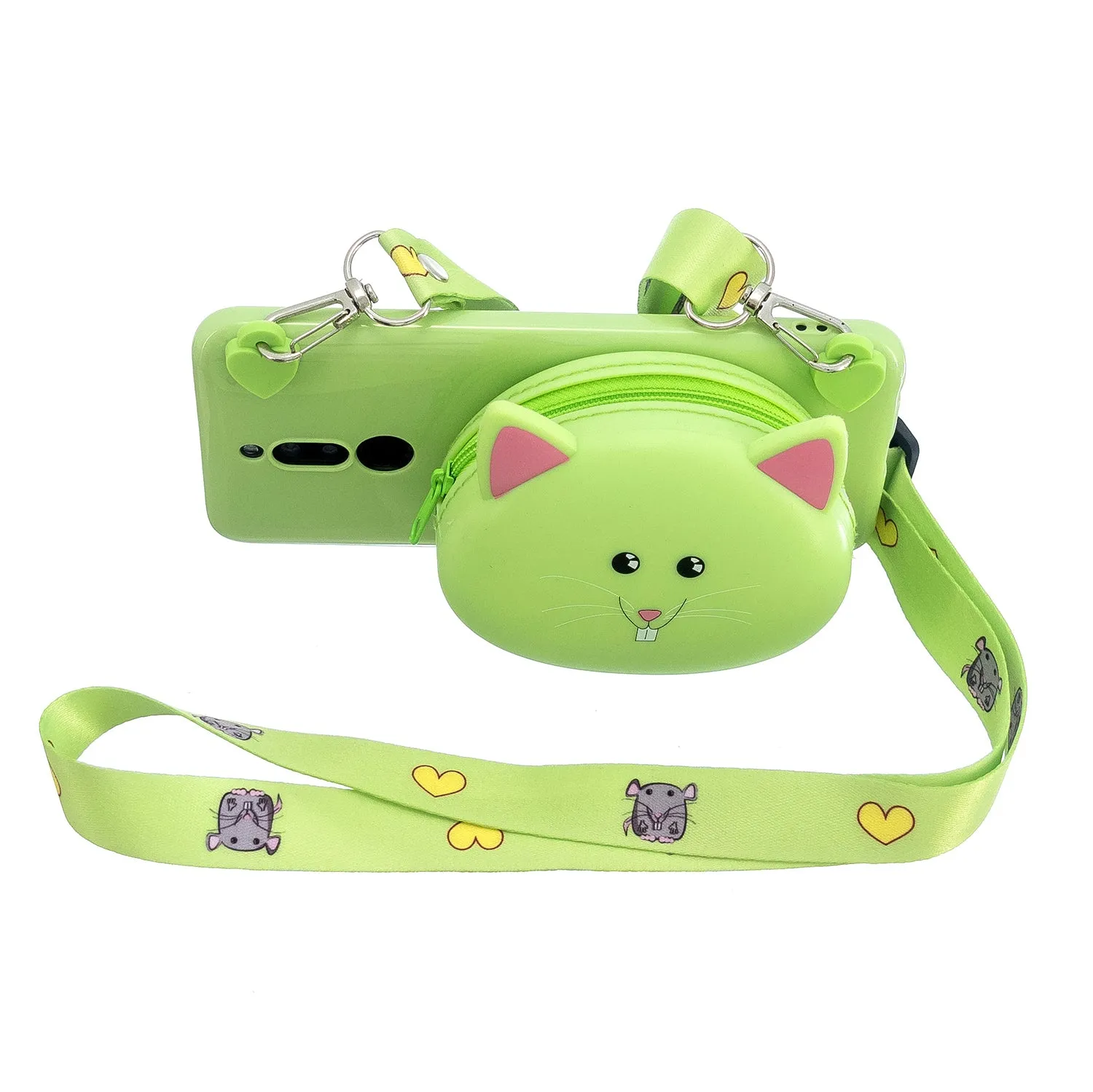 For Redmi 8/Redmi 8A Case Mobile Phone Shell Shockproof Cellphone TPU Cover with Cartoon Cat Pig Panda Coin Purse Lovely Shoulder Starp  Green