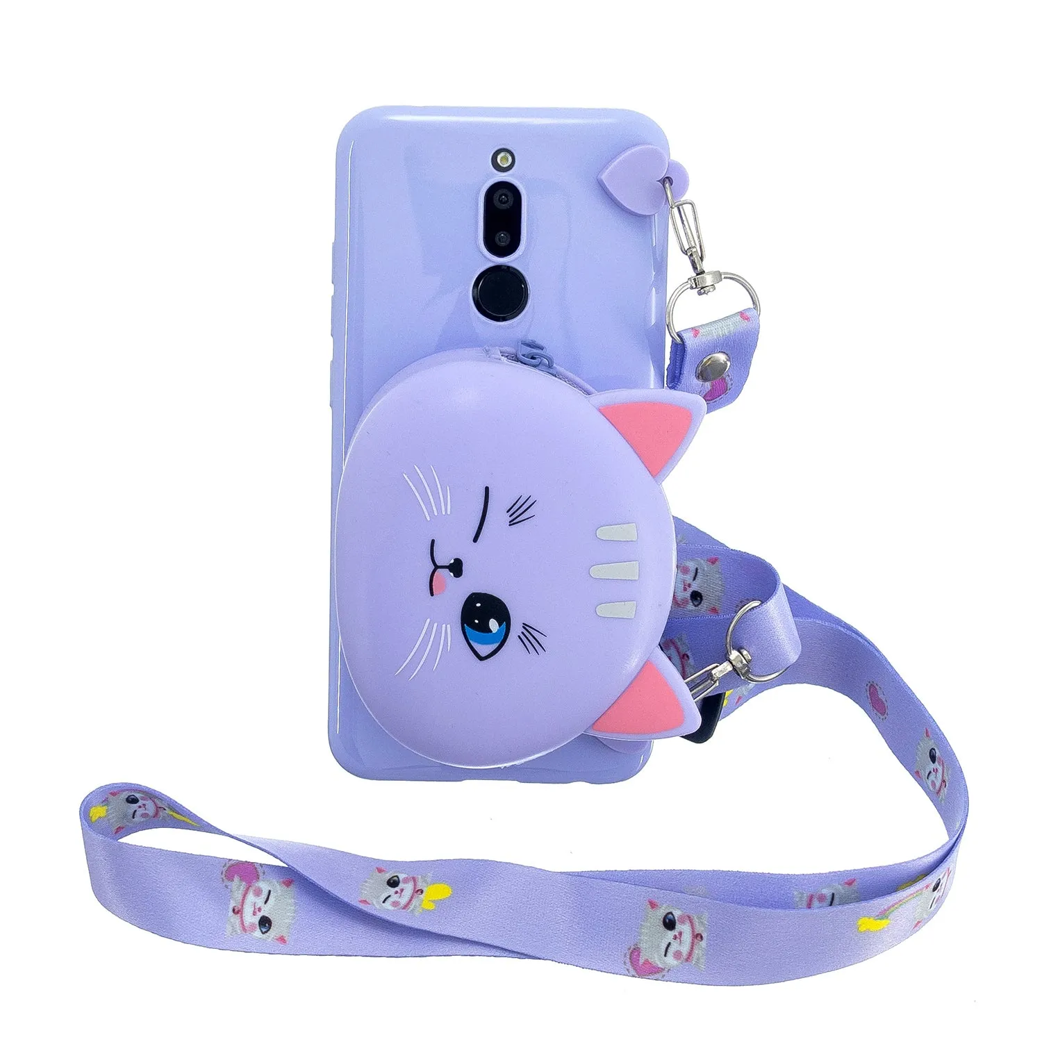 For Redmi 8/Redmi 8A Case Mobile Phone Shell Shockproof Cellphone TPU Cover with Cartoon Cat Pig Panda Coin Purse Lovely Shoulder Starp  Green