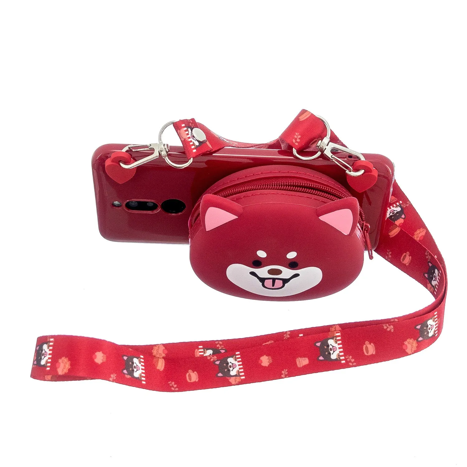 For Redmi 8/Redmi 8A Case Mobile Phone Shell Shockproof Cellphone TPU Cover with Cartoon Cat Pig Panda Coin Purse Lovely Shoulder Starp  Red