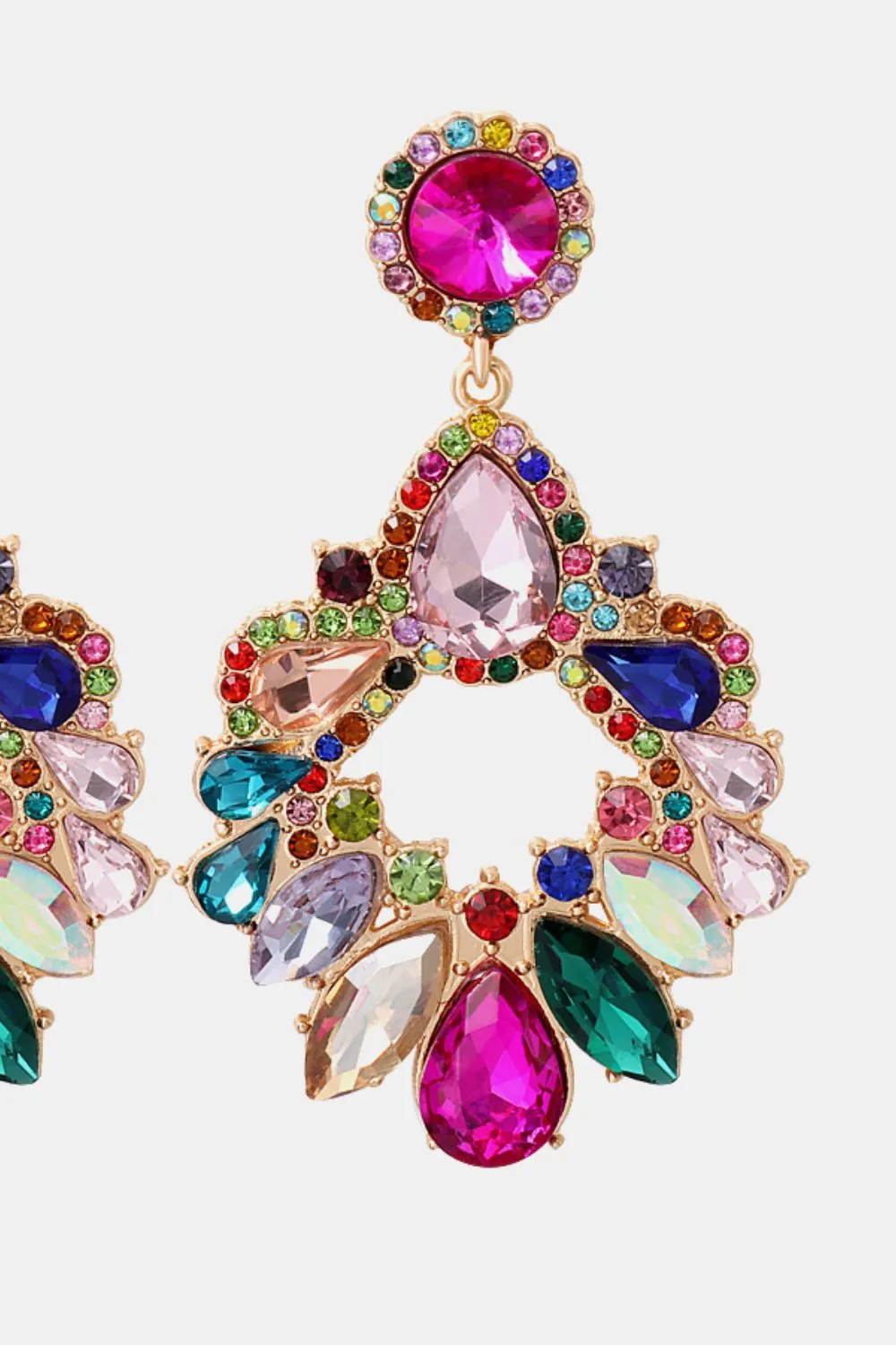 Frannie Zinc Alloy Frame Glass Stone Dangle Earrings