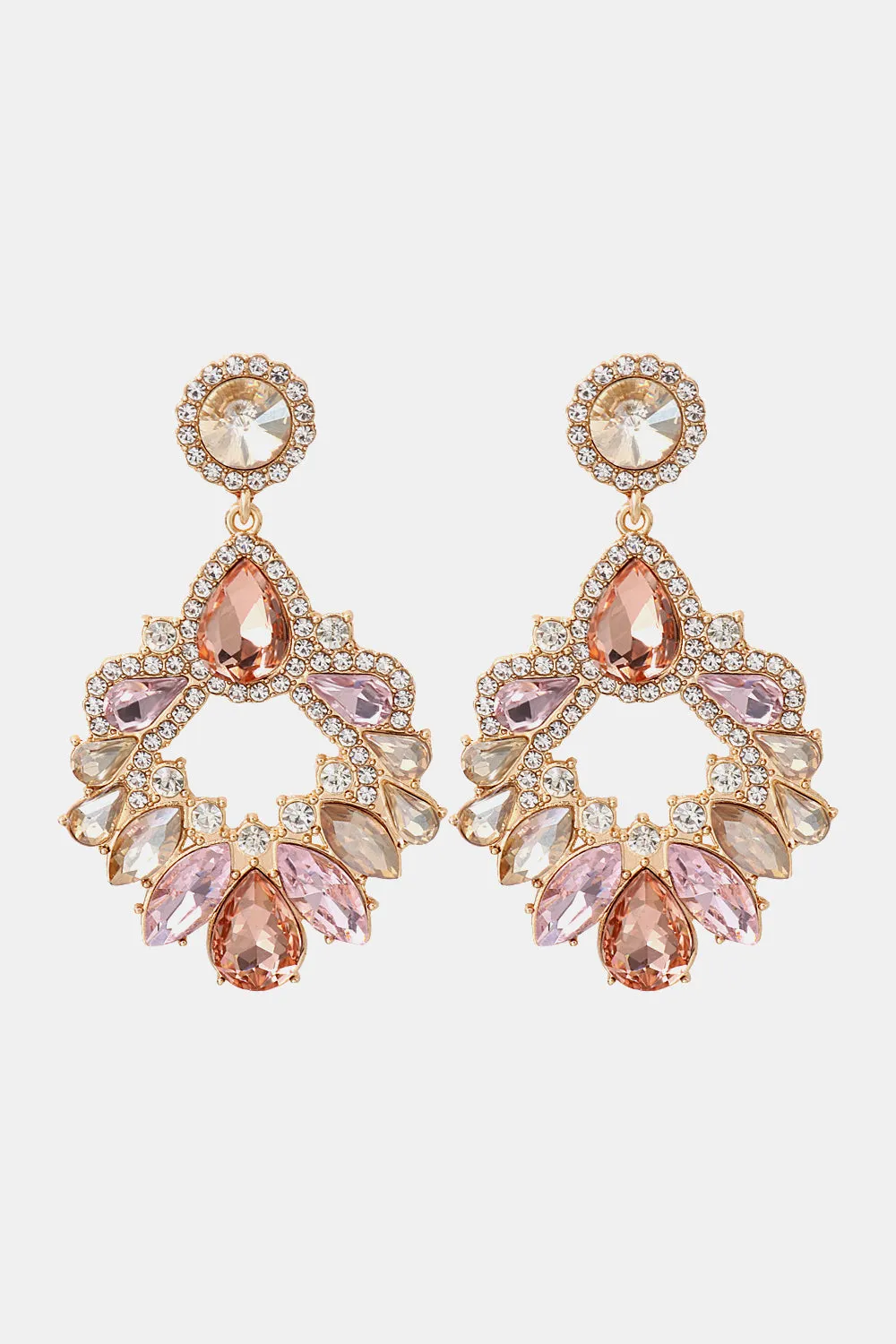 Frannie Zinc Alloy Frame Glass Stone Dangle Earrings