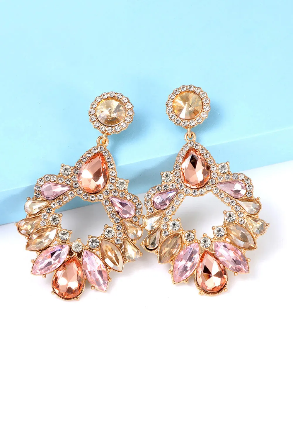 Frannie Zinc Alloy Frame Glass Stone Dangle Earrings