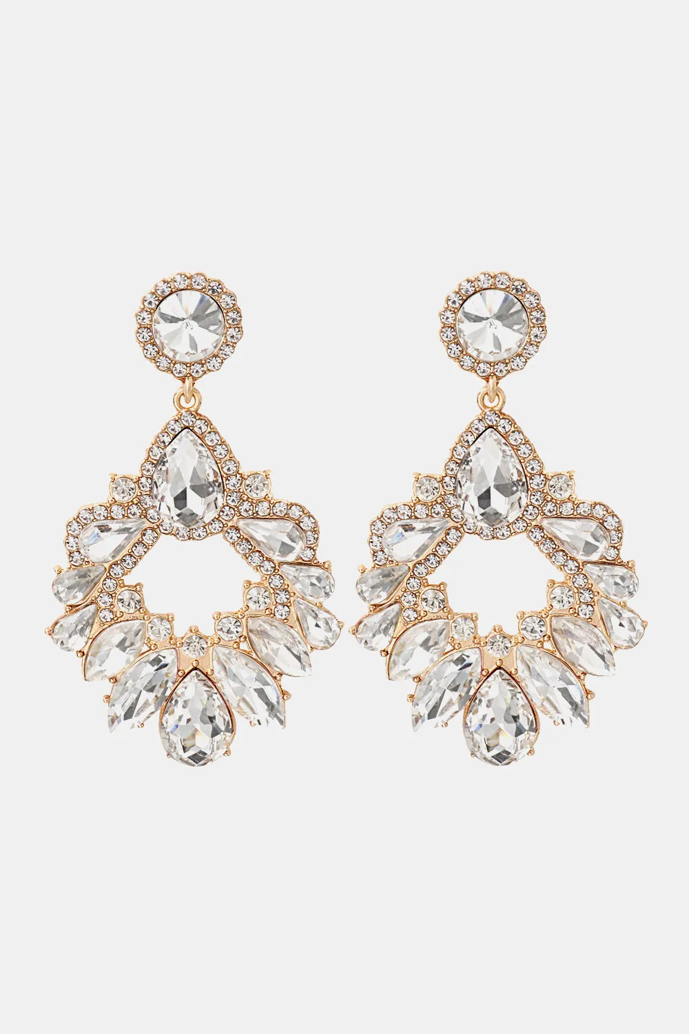 Frannie Zinc Alloy Frame Glass Stone Dangle Earrings