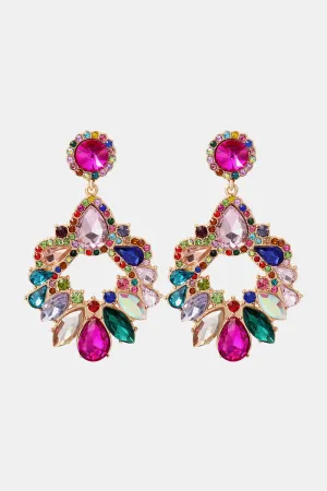 Frannie Zinc Alloy Frame Glass Stone Dangle Earrings