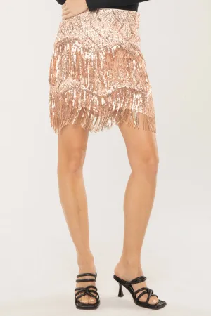 Fringe Sequin Mini Skirt