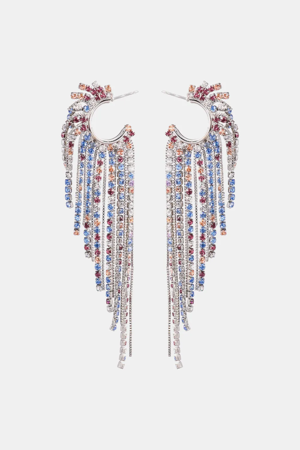 Fringed Rhinestone Zinc Alloy Dangle Earrings