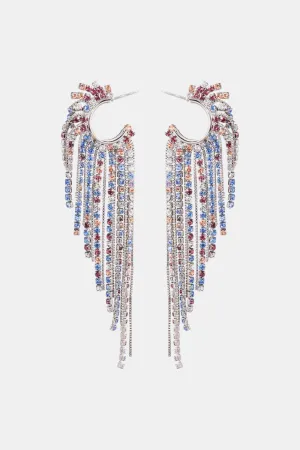 Fringed Rhinestone Zinc Alloy Dangle Earrings