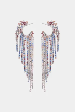 Fringed Rhinestone Zinc Alloy Dangle Earrings