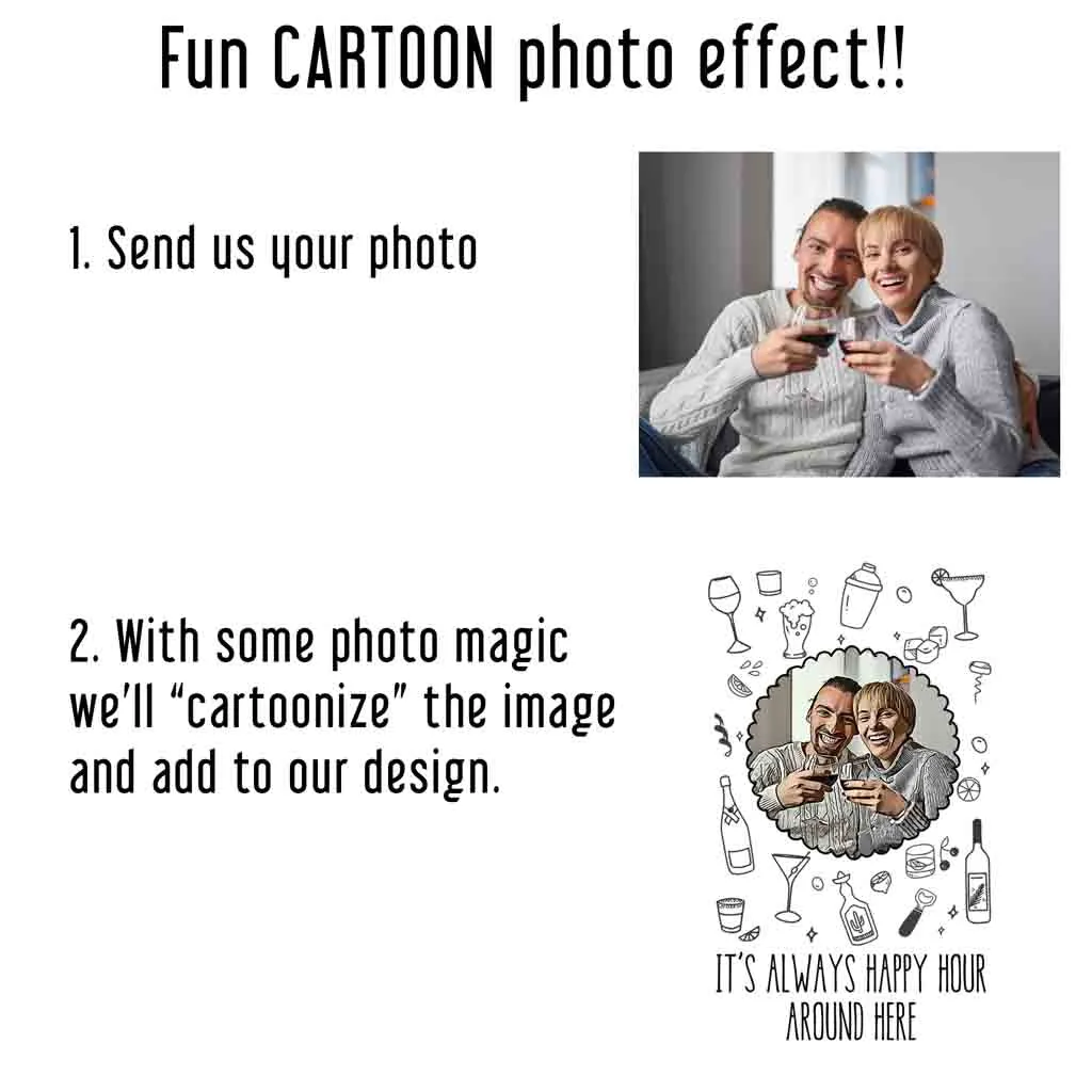 Funny Bar Towel Personalzed with Cartoonized Photo Effect