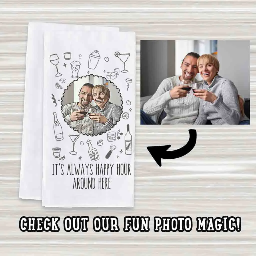 Funny Bar Towel Personalzed with Cartoonized Photo Effect