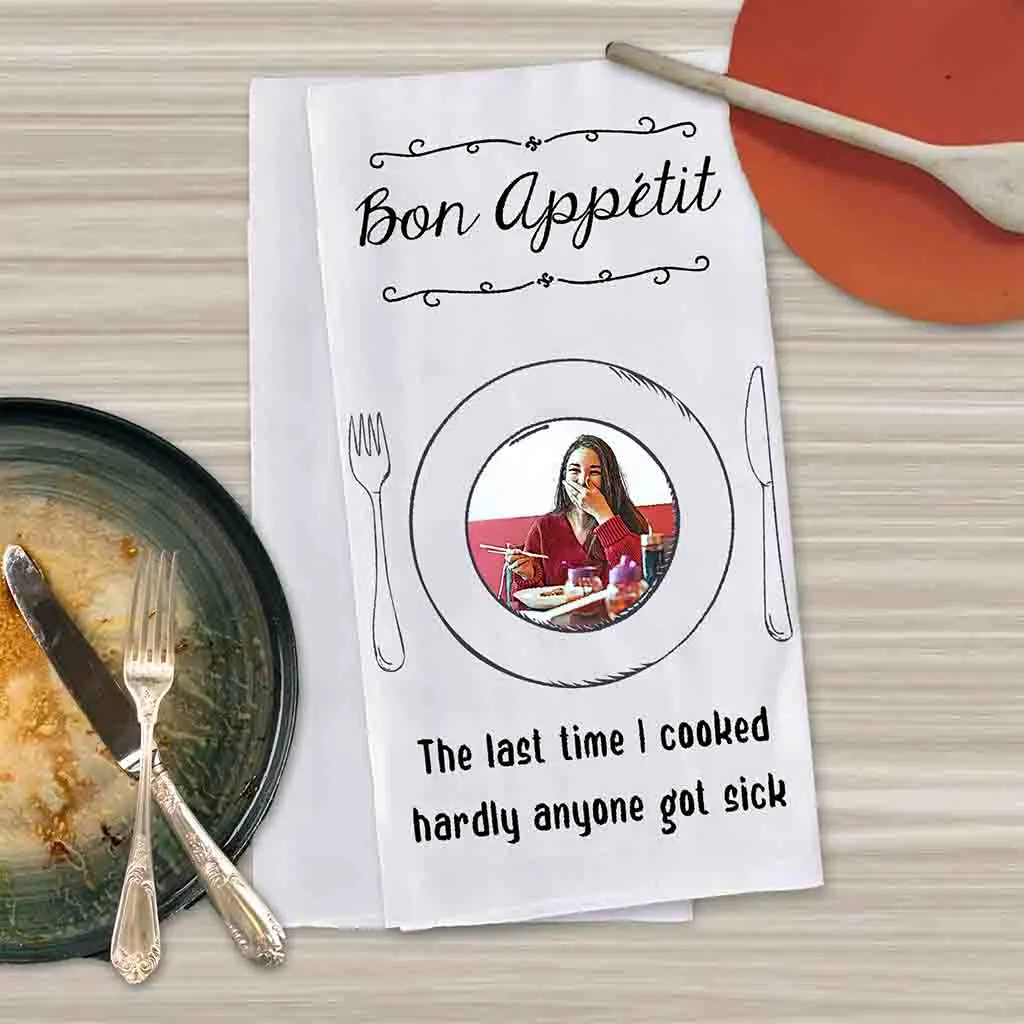 Funny Dish Towel Personalized with Photo Effect for Non Cook