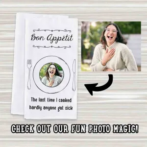 Funny Dish Towel Personalized with Photo Effect for Non Cook