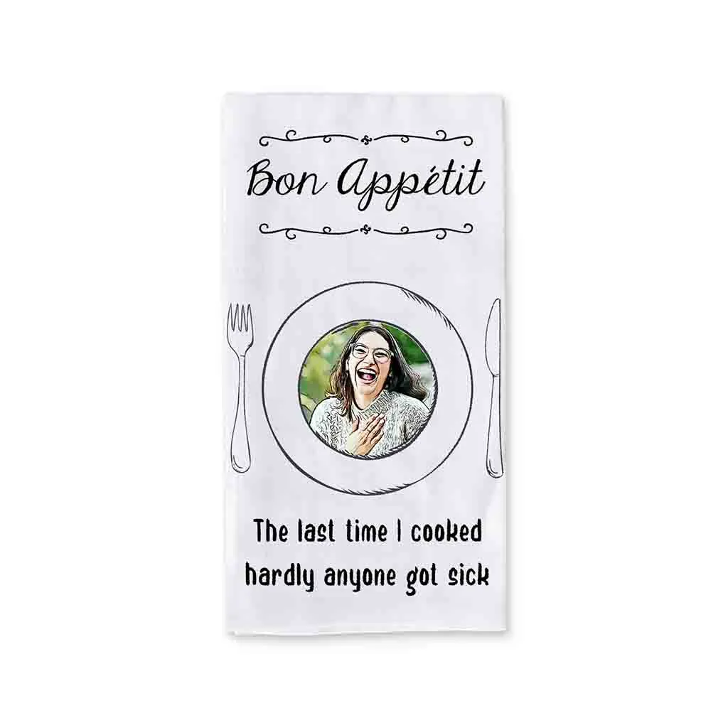 Funny Dish Towel Personalized with Photo Effect for Non Cook