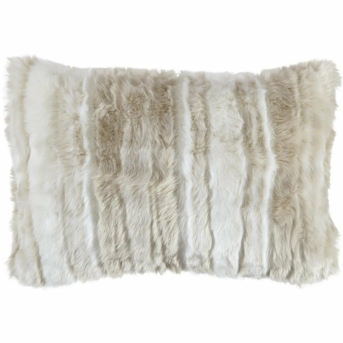 Fur accent pillow in beige