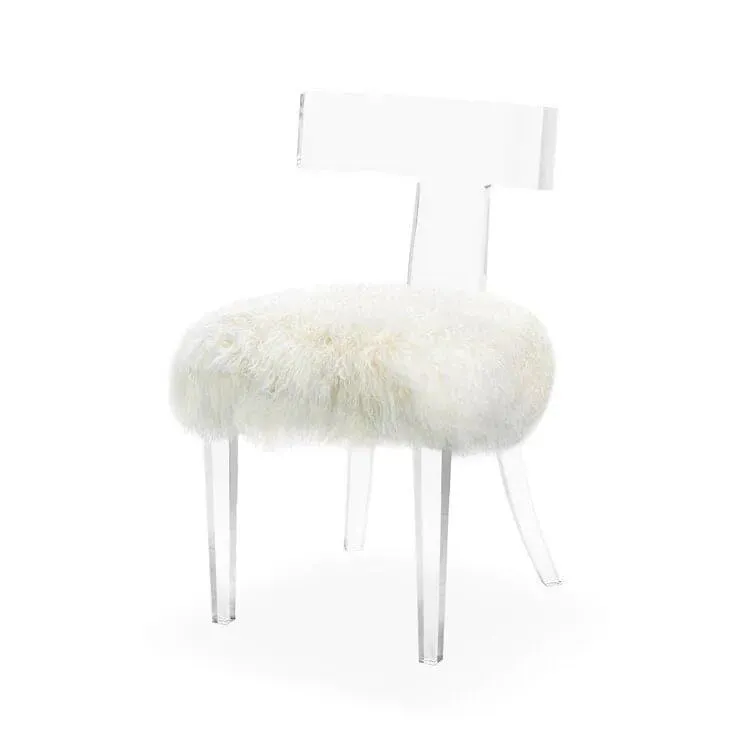 Genuine Fur Acrylic Side Chair