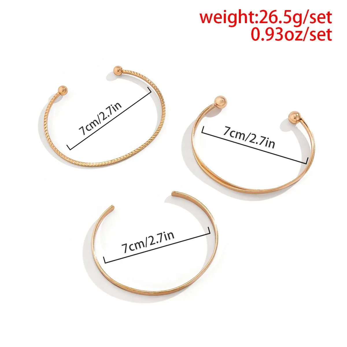 Geometric 3 Pieces Bangle Bracelet Set