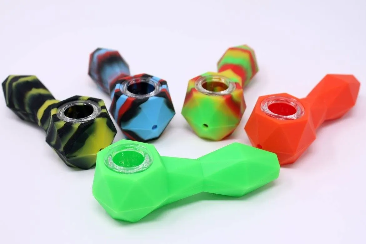 Geometric Silicone Spoon Glass bowl 4"