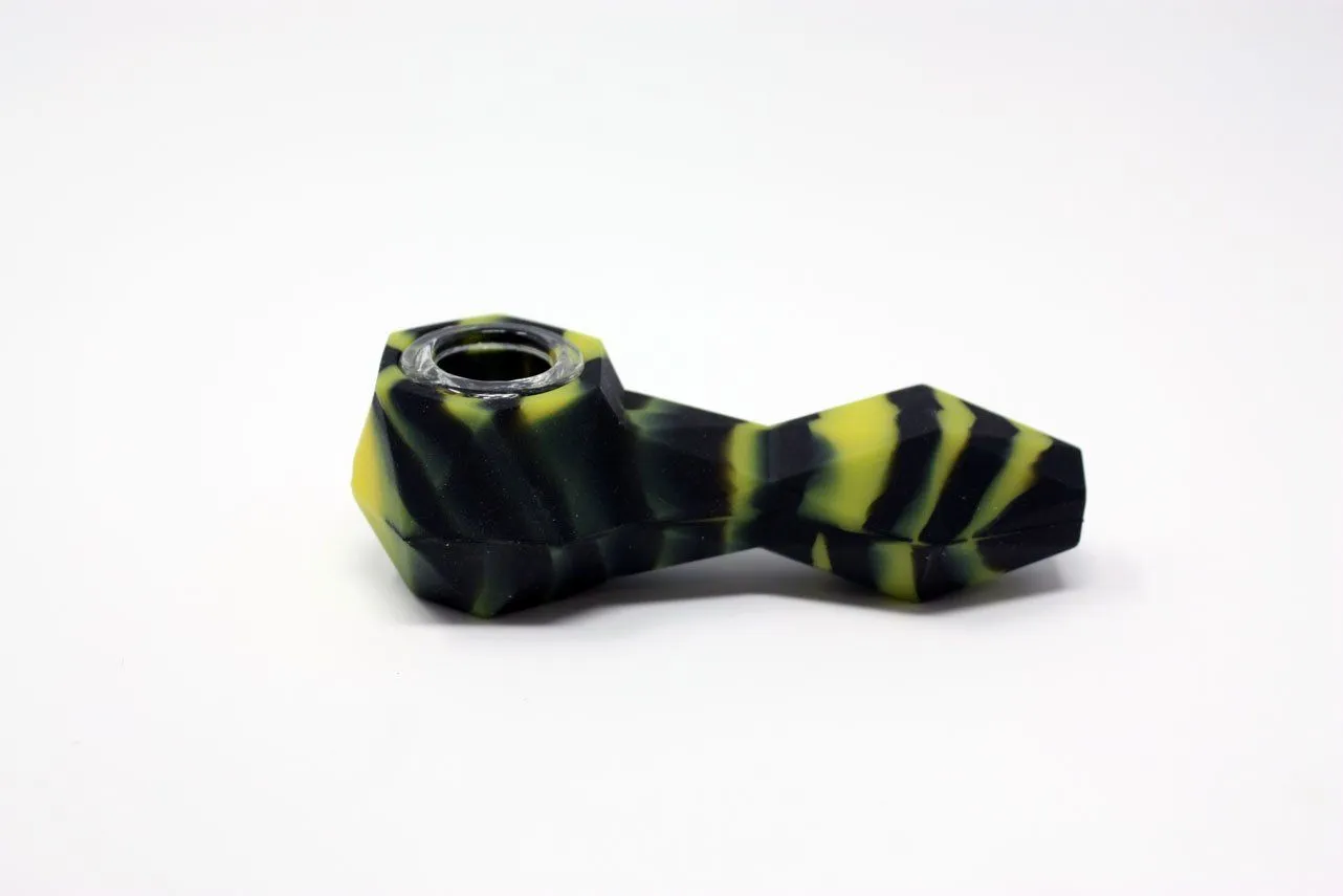Geometric Silicone Spoon Glass bowl 4"