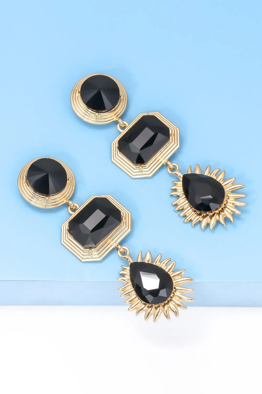 Geometrical Shape Glass Dangle Earrings - Various Colors Available