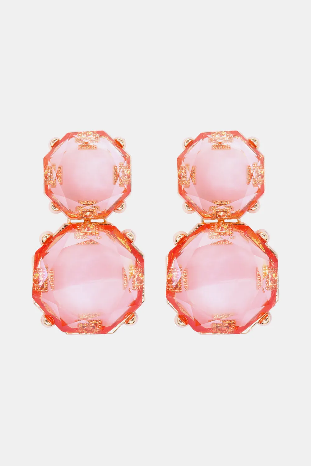 Geometrical Shape Zinc Alloy Frame Dangle Earrings - Various Colors