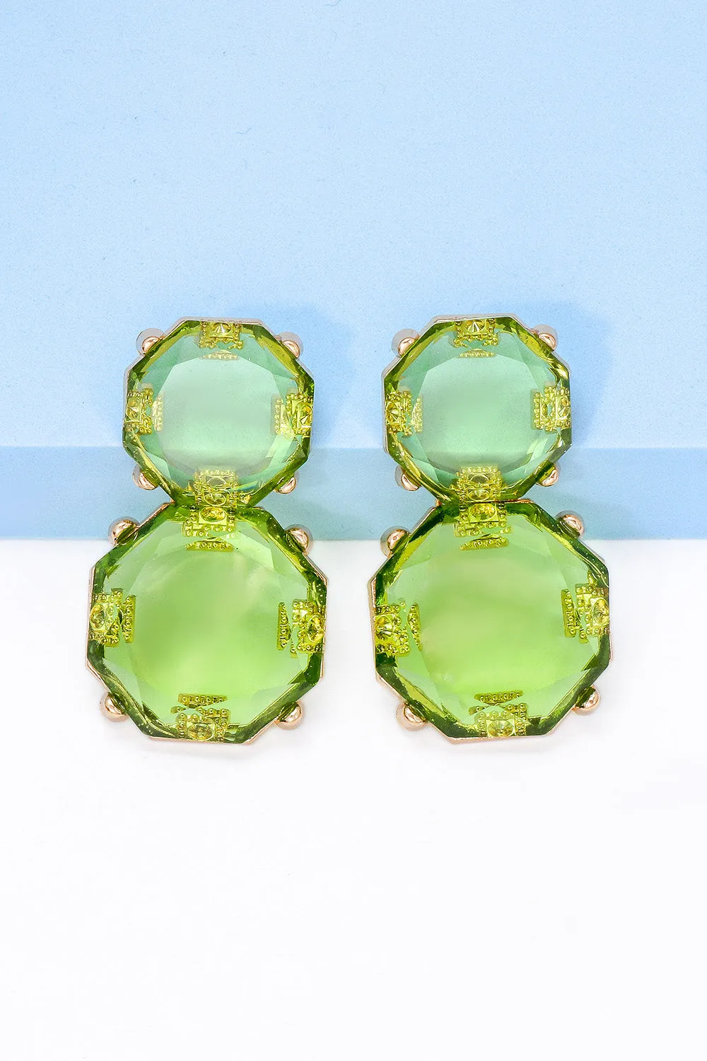 Geometrical Shape Zinc Alloy Frame Dangle Earrings - Various Colors
