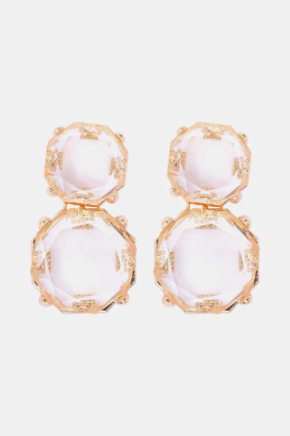 Geometrical Shape Zinc Alloy Frame Dangle Earrings - Various Colors